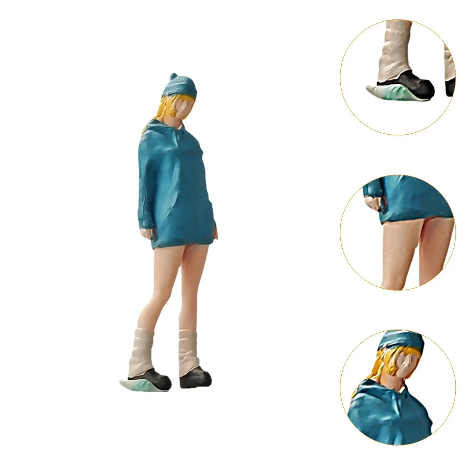 1/64 Girl Figure Model Miniature Scene Layout Decoration Collections S Gauge Diorama Scenery Resin Figurine Decor