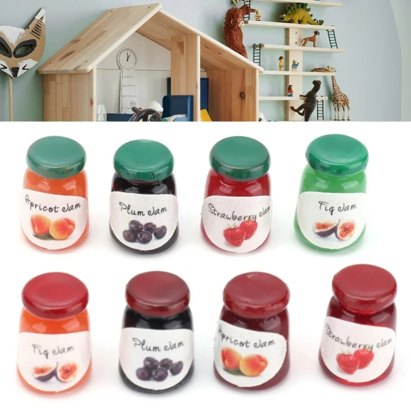 8 Uds Mini mermeladas 1:12 simulación escena en miniatura modelos accesorios para casa de muñecas para mayores de 3 años