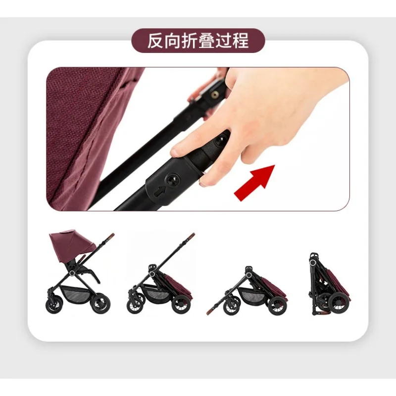 Cochecito reversible reclinable para bebé – Plegable con capota alta - imagen 5