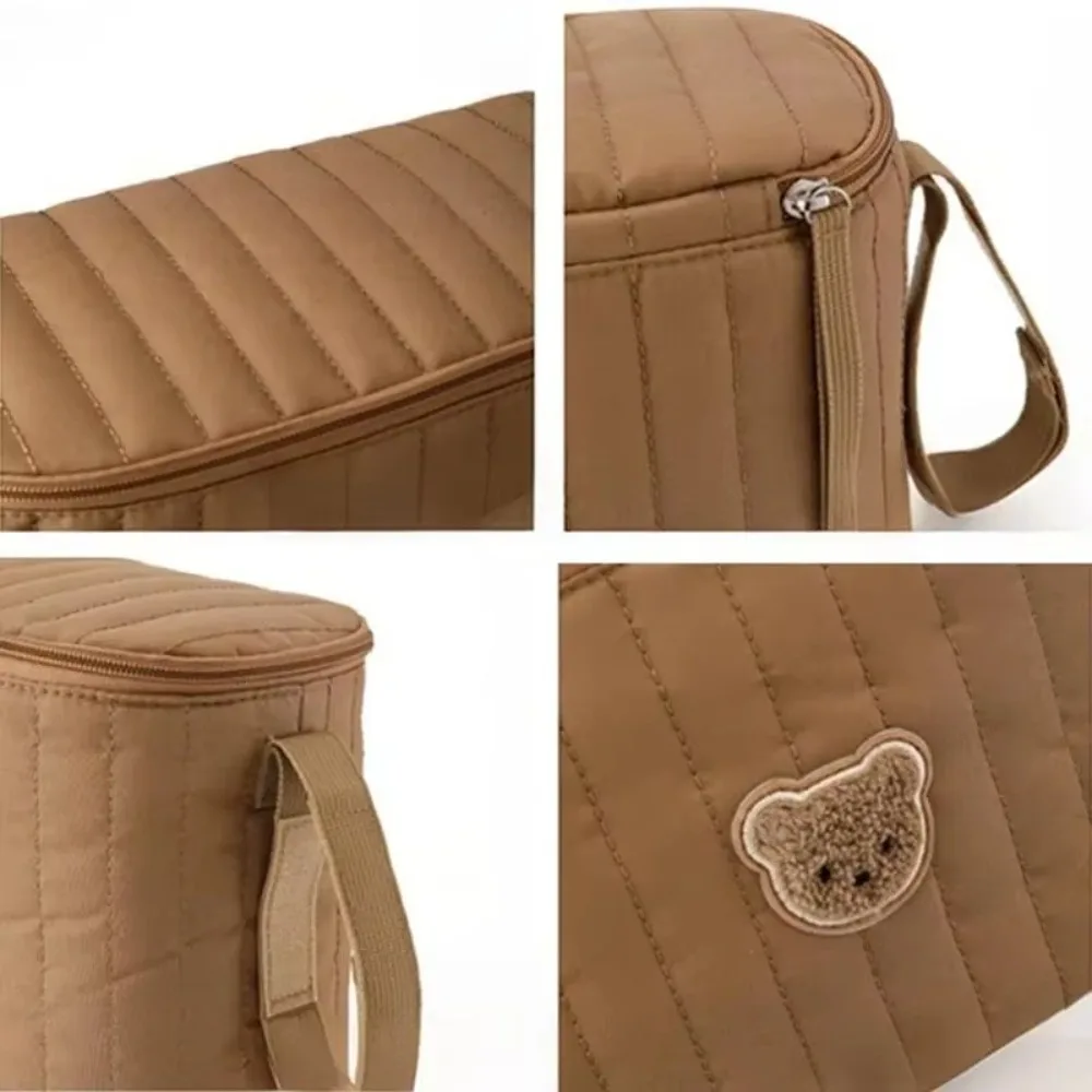 Bolsa de pañales de estilo coreano, diseño de oso bonito multifuncional, bolsa de pañales para cochecito, organizador, bolsillos, compartimentos de almacenamiento - imagen 3