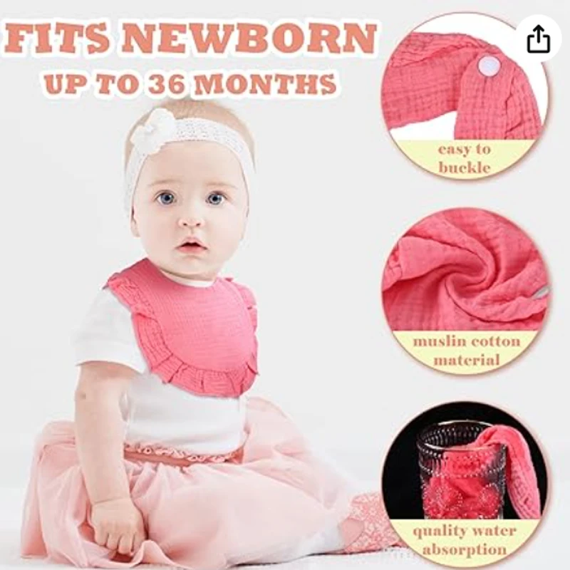 Baberos bandana muselina para bebé - 100% algodón orgánico - imagen 2