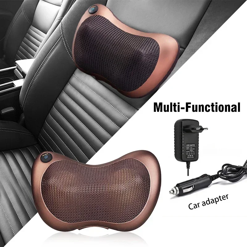 ‌ Almohada de masaje Shiatsu con calor, masajeador eléctrico de cuello y hombros para coche/hogar, mini masajeador corporal portátil de cintura trasera - imagen 3