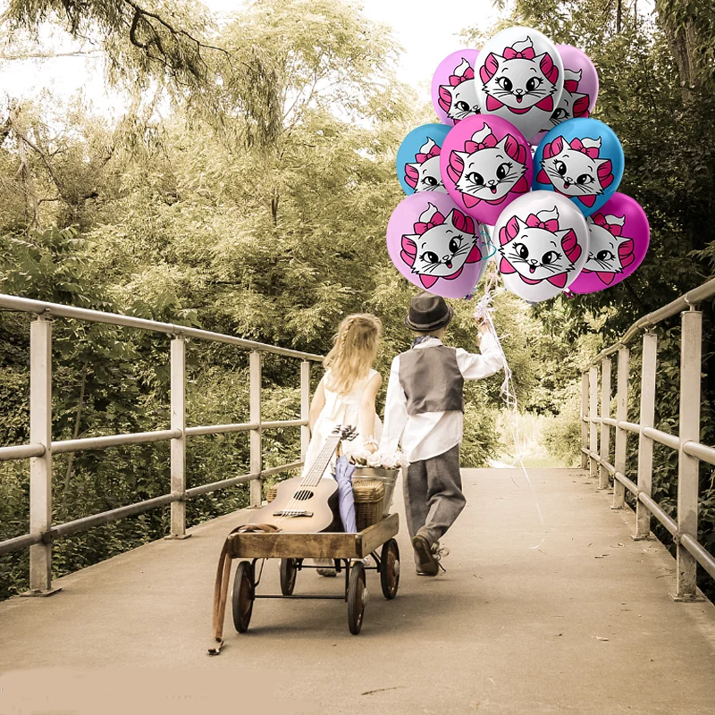Globos de dibujos animados de Disney para fiesta de cumpleaños, suministros de vajilla para baby shower, globo de látex con temática de Los Aristogatos Marie, 12 piezas - imagen 2