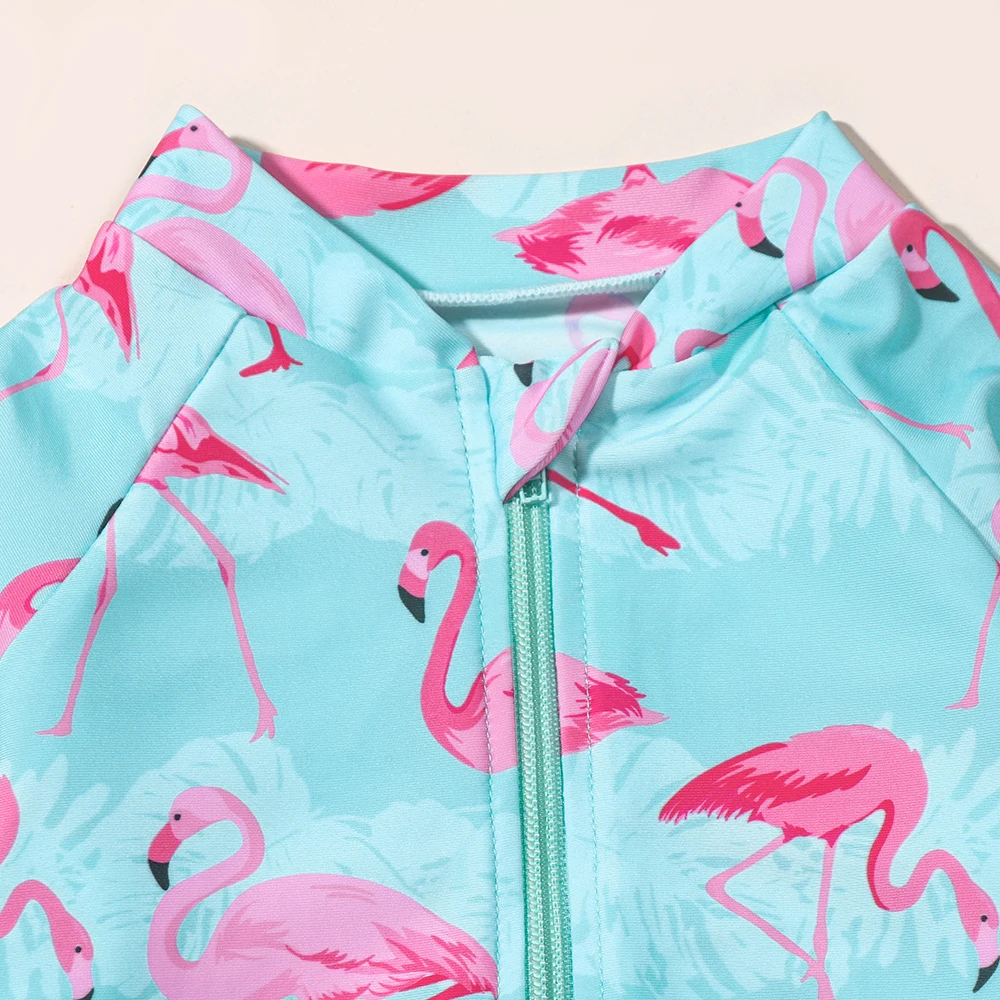 Traje de baño flamenco manga larga una pieza para niñas playa y verano - imagen 2