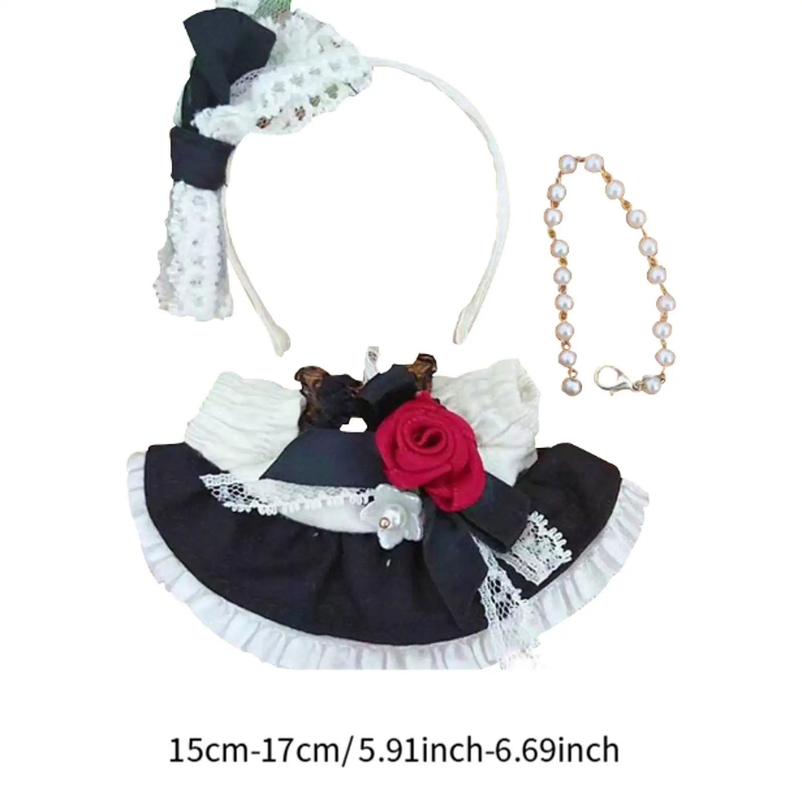DIY Doll Maid Dress with Headpiece for 5.91-inch Plush Figures
