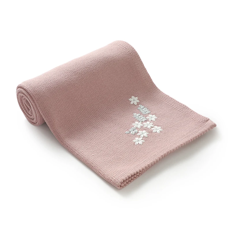 Mantas para bebé, moda para recién nacido, bordado Floral, cochecito para niños y niñas, manta envolvente a cuadros de 90x70cm, estera de punto para niños pequeños - imagen 2