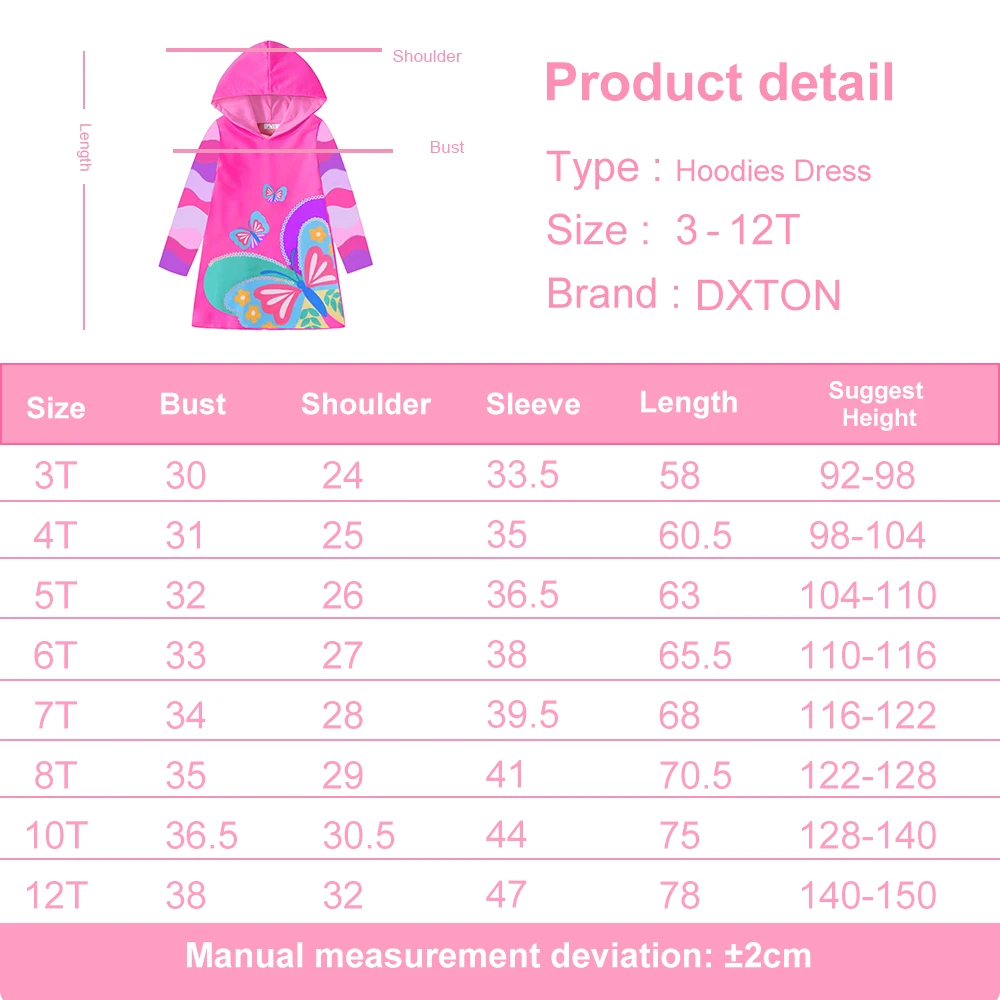 DXTON conjunto infantil de algodón con sudadera y vestido mariposa - imagen 5