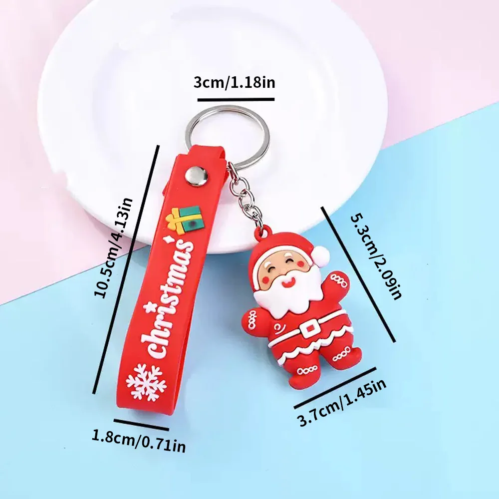 5/10PCS Anillo de llavero de dibujos animados de Navidad - Pequeño regalo perfecto para niños y niñas - Muñeco de nieve y decoraciones para árboles de Navidad, - imagen 5