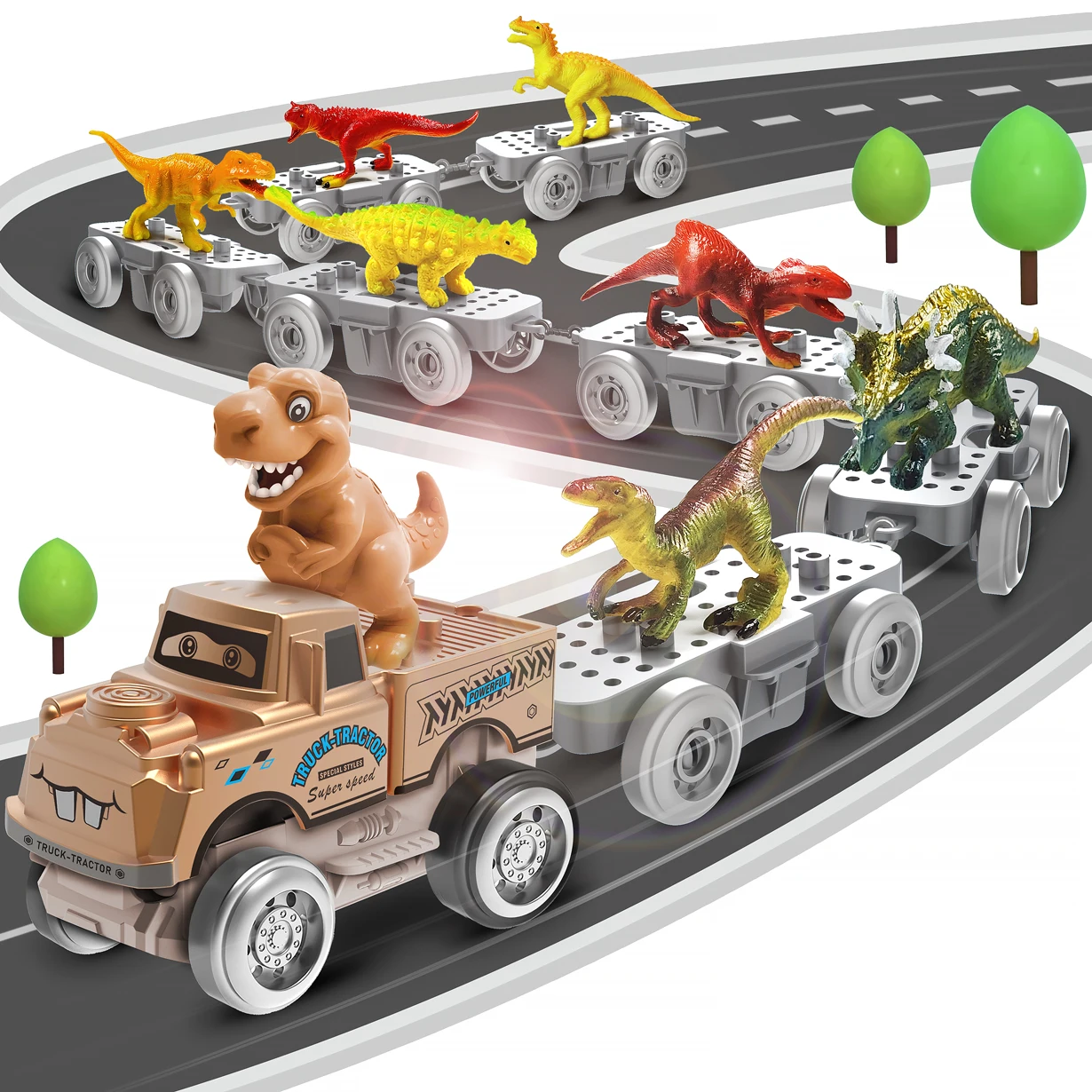 Tren de juguete con dinosaurios y luces LED para brillar - imagen 5