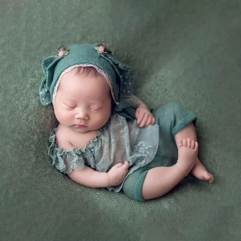 XXFE Baby Girls Retrato atuendo tul falda con oreja animal gorro algodón recién nacidos fotográficos - imagen 2