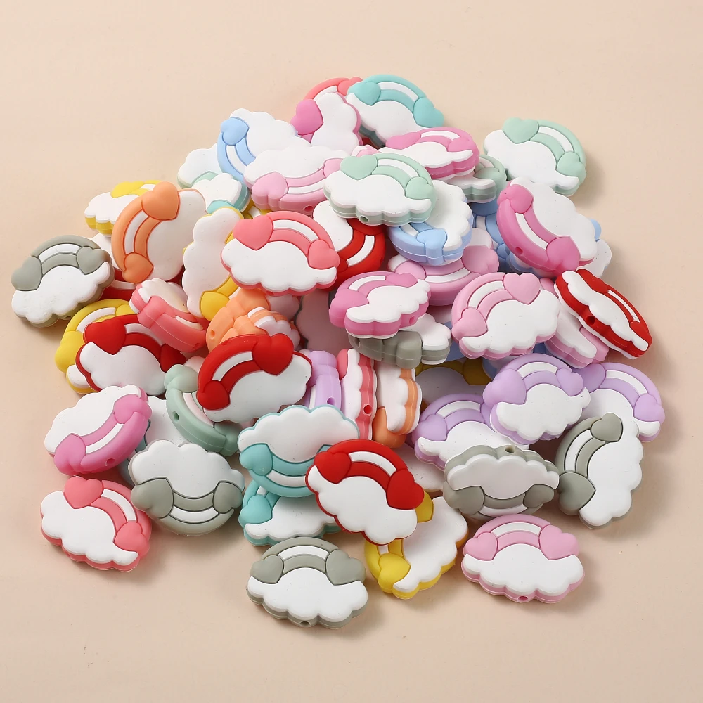 Cuentas de silicona de nubes de dibujos animados, 10 piezas, 22x30mm, para mordedor de lactancia, juguete para masticar, collar, pulsera, cadena para chupete de bebé, fabricación de joyas