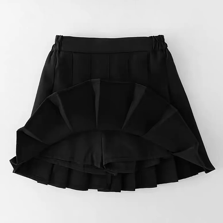 Vestido de verano para Chica adolescente, falda acampanada de cintura alta plisada de Color sólido a la moda para niños, minifalda informal con cintura elástica - imagen 3