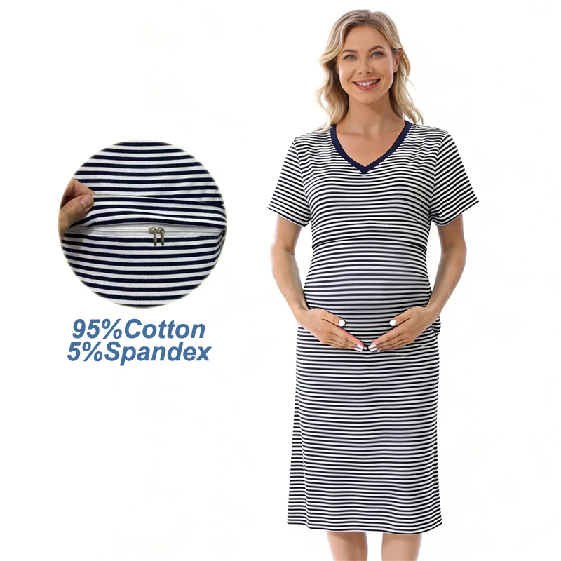 Vestido de maternidad talla grande – Manga corta cuello en V holgado - imagen 3