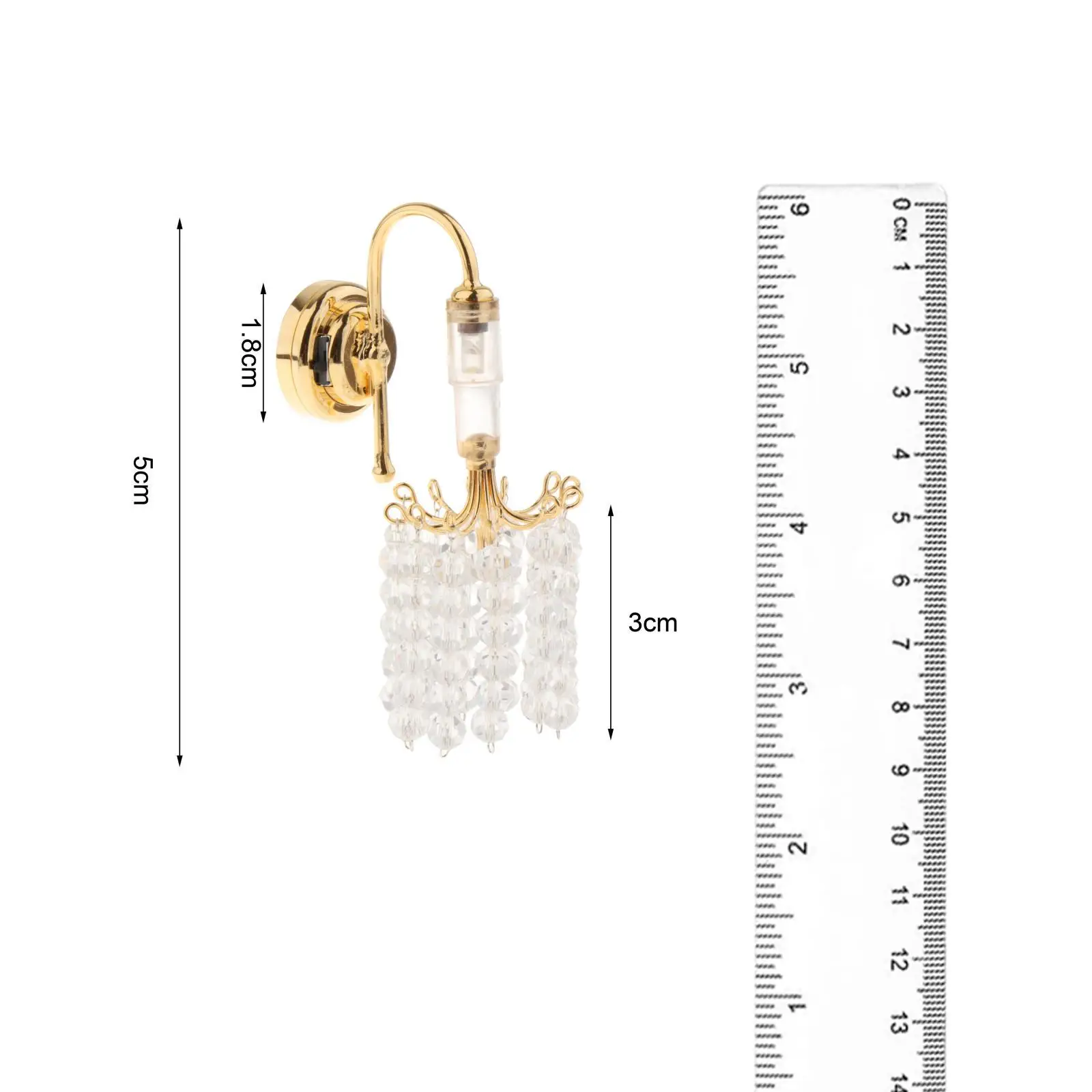 1:12 Dollhouse Miniature LED Wall Lamp Scenery Supplies Furniture Ornaments for Office Dining Room Kitchen Halls Living Room