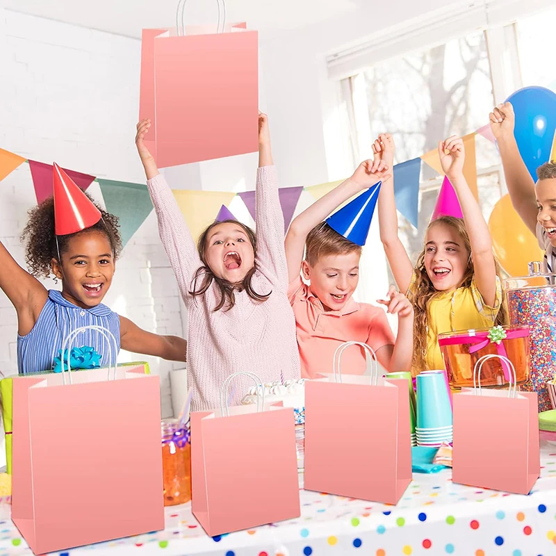  Bolsas de papel de mano, bolsas de compras de papel Kraft, bolsa de dulces de regalo, decoración para fiesta de boda, Festival de colores, regalo TMZ, 6/12/24 Uds. - imagen 5