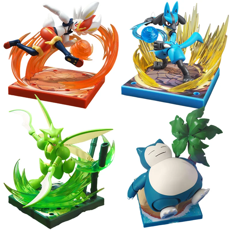 Original Blokees Pokemon Adventure Prologue Snorlax Cinderace Scyther Lucario figura de acción modelo juguetes de ensamblaje regalos de cumpleaños - imagen 2