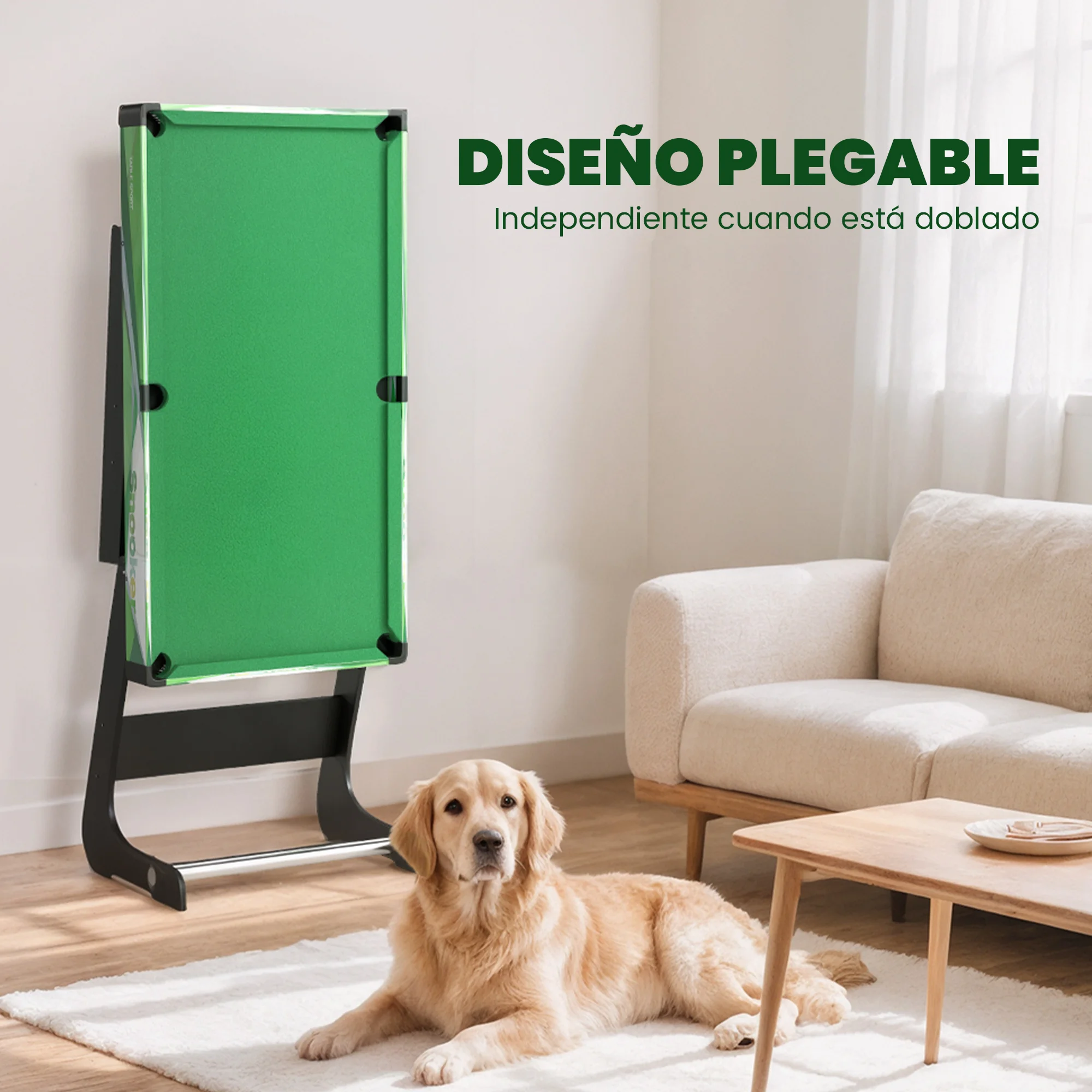 SPORTNOW Mesa de Billar Plegable 104 cm, con Accesorios Incluye 16 Bolas, 2 Tacos, Tiza, Triángulo y Cepillo, Mesa de Billar Portátil para Niños y Adultos, Verde - imagen 4