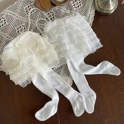Leggings bebé de encaje con estilo princesa y terciopelo térmico