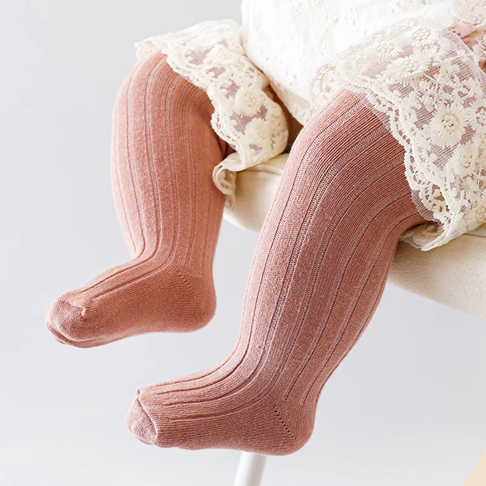 Tregren calcetines hasta la rodilla niña algodón con encaje - imagen 4