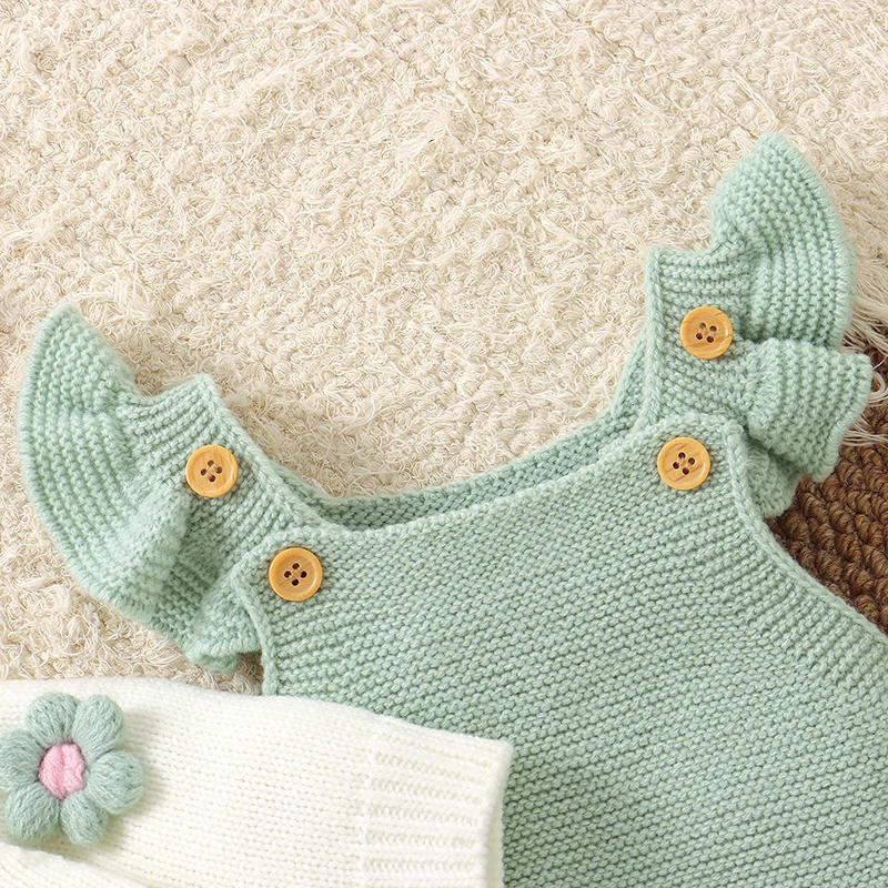 Winter Baby conjunto bebé niña deportivo floral de punto con leggings - imagen 5