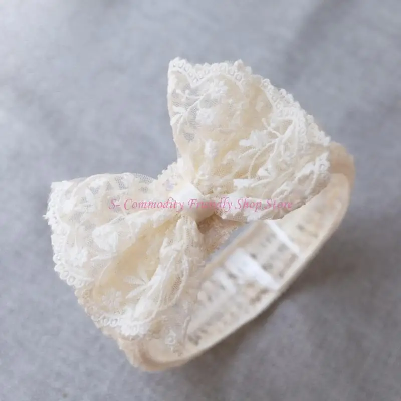 85AE turbante para bebé, diadema con lazo encaje, diademas flores, accesorios para fotos niñas pequeñas - imagen 5