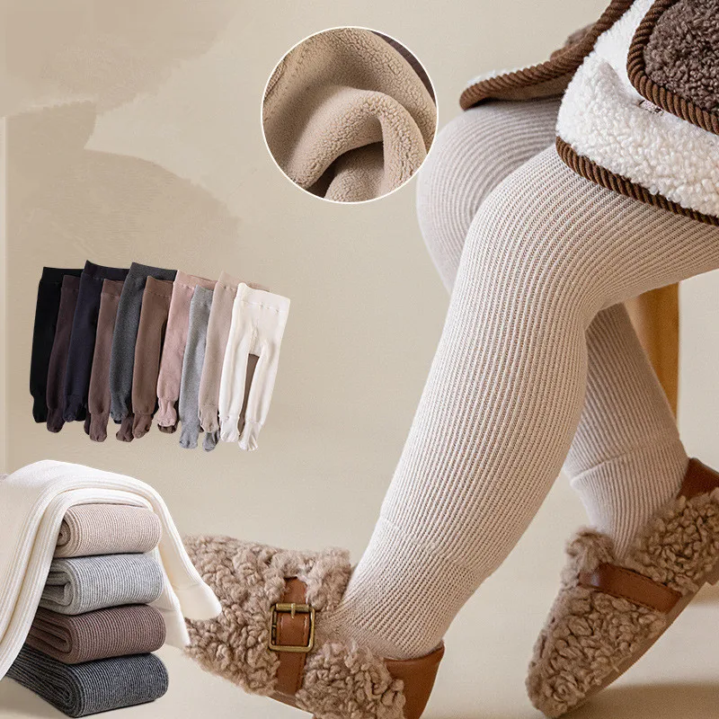 Invierno bebé niñas forro Polar rayas leggings más grueso calor medias de algodón niños pequeños mantener pantimedias calientes