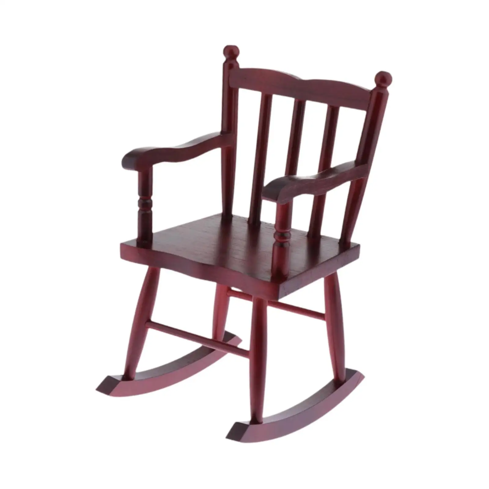 BJD Wooden Doll Furniture Miniature Wooden Doll Rocking Chair Decor