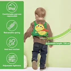 Arnés reflectante dinosaurio con correa y pulsera para niños