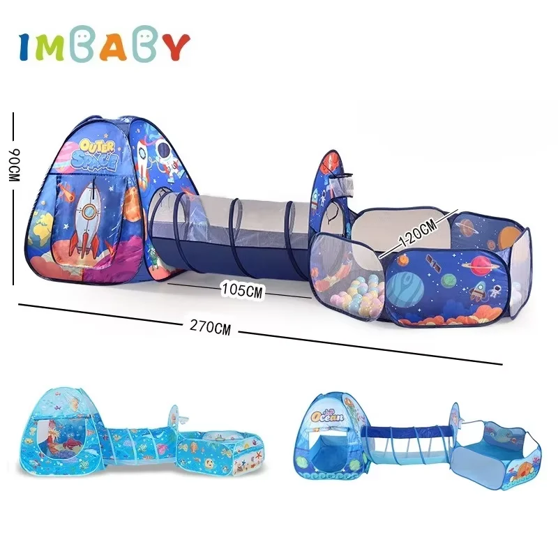 IMBABY Piscina de pelotas multifunción con túnel y tienda para bebés