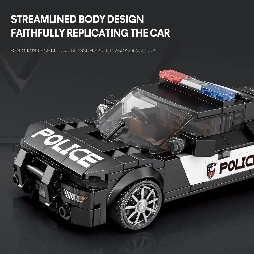372 Uds. Modelo de coche de policía, bloques de construcción 1:24, modelo de coche SWAT, adornos de escritorio, colección de juguetes de exhibición para niños, regalos de vacaciones - imagen 2