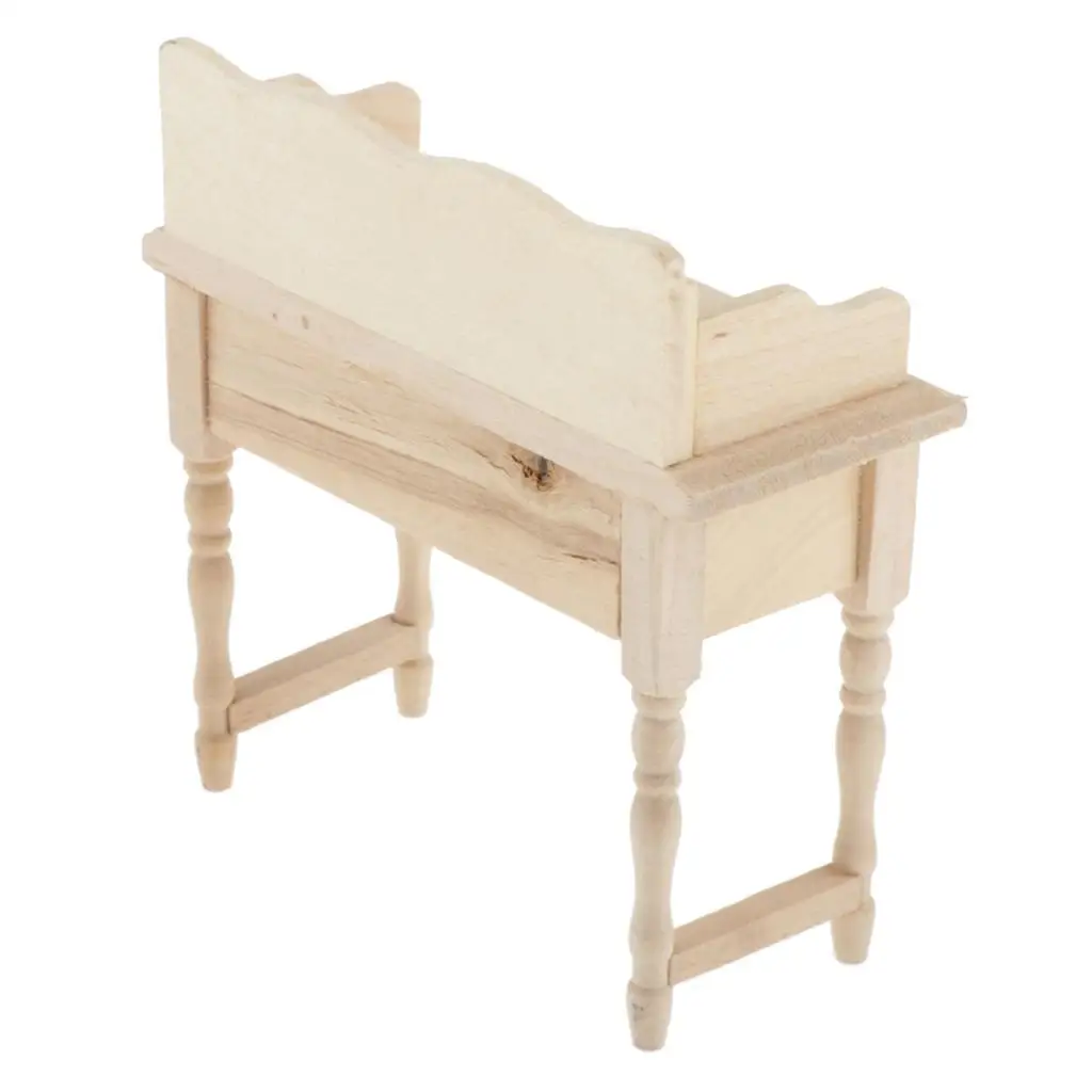 Wooden Writing Desk Makeup Vanity 12 Dollhouse Miniature Furniture Living Room Bedroom DIY Decorations
