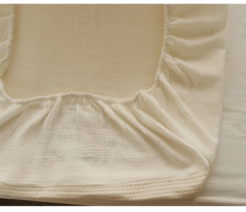 Funda de colchón para cuna de gasa doble tipo gofre, estera de cifrado gruesa de algodón puro, sábanas ajustadas para cuna de bebé de hilo Universal para 4 estaciones - imagen 5