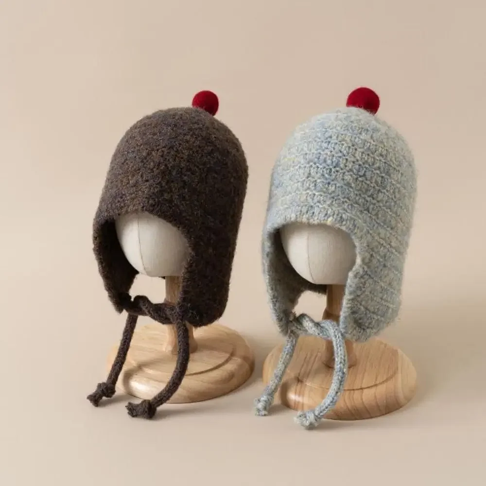 Gorro tejido a la moda para niños pequeños, protección para los oídos, gorros a prueba de viento para niños, gorro con orejeras de ocio para mantener el calor para niño y niña