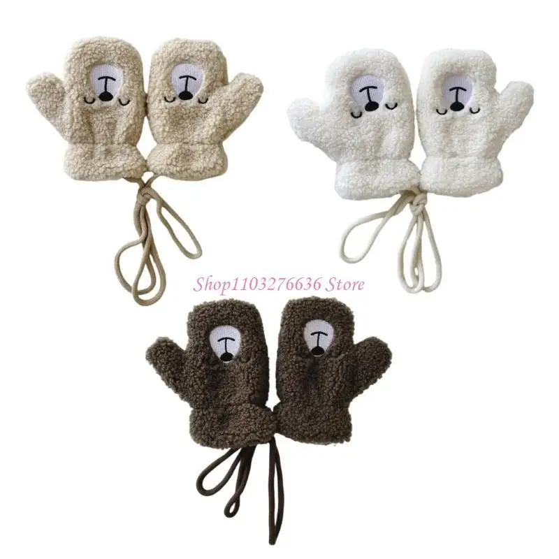 Guantes dedos completos para niños R6FD con detalle lana cordero, guantes suaves y cálidos con dedos completos para