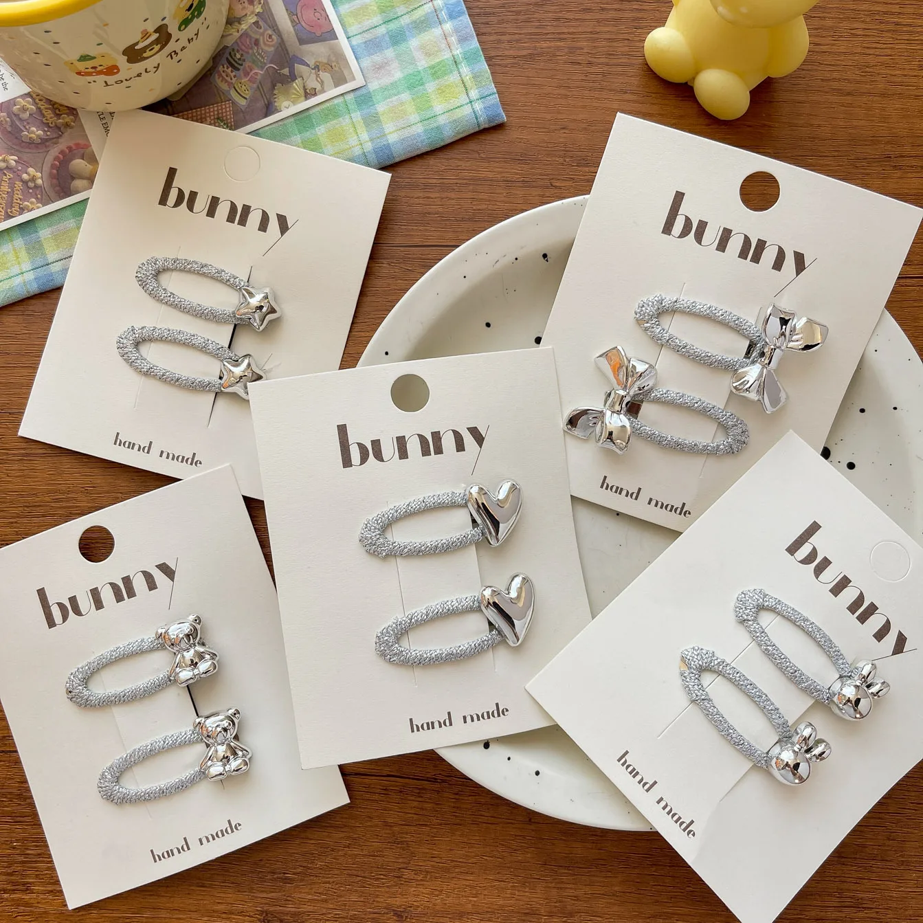 2 uds nuevo plata brillante lazo de seda amor niños BB Clip flequillo Simple Clipheadwear niñas niños accesorios para el cabello