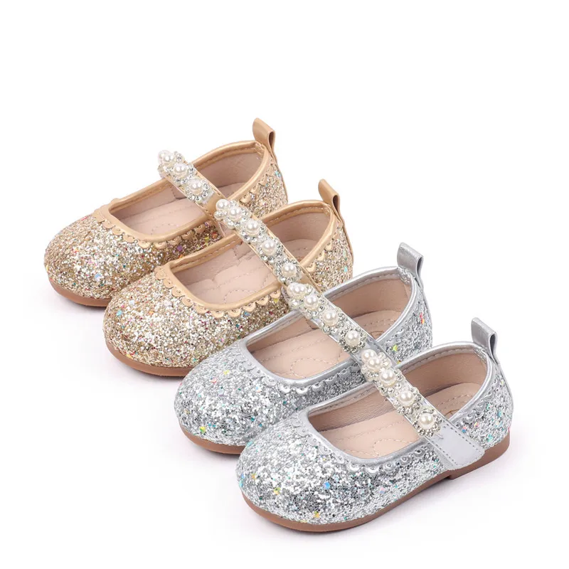 2025 nuevos zapatos ostentosos para niños, zapatos de princesa para niñas de primavera y otoño para vestido de fiesta, zapatos de cuero de goma suave antideslizantes para niños