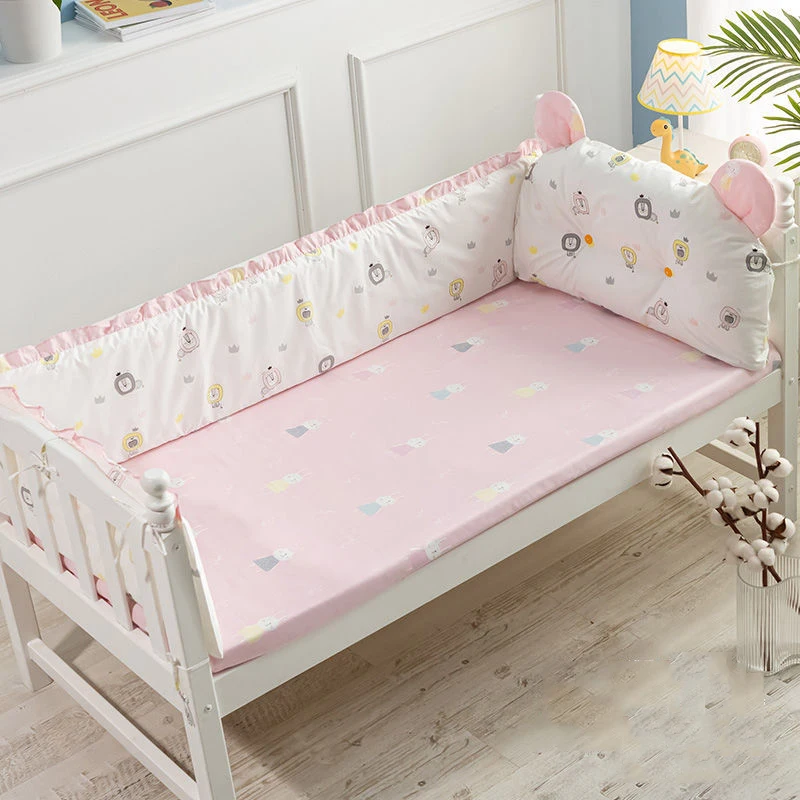 Bonito cuna anticolisión, cama envolvente para niños, cama empalmada, valla para cama, protector grueso de algodón para recién nacidos, cojín, Kit de cama para bebé