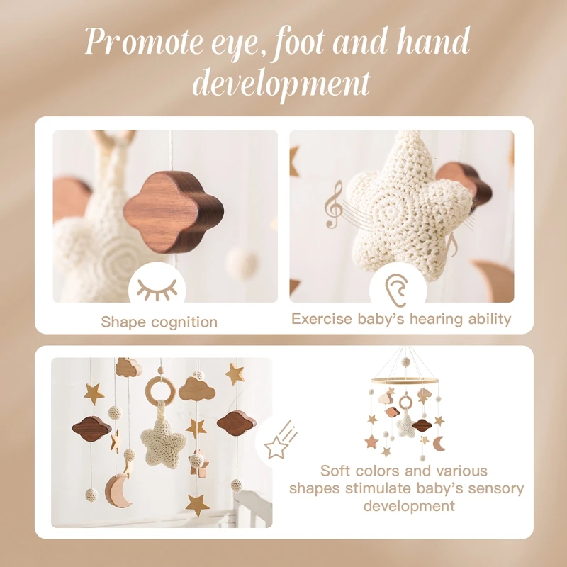 Campana para cama móvil de madera para bebé, sonajero colgante, caja de música para recién nacido, campana para cama, soporte para juguetes, cuna infantil, regalo para bebé - imagen 3