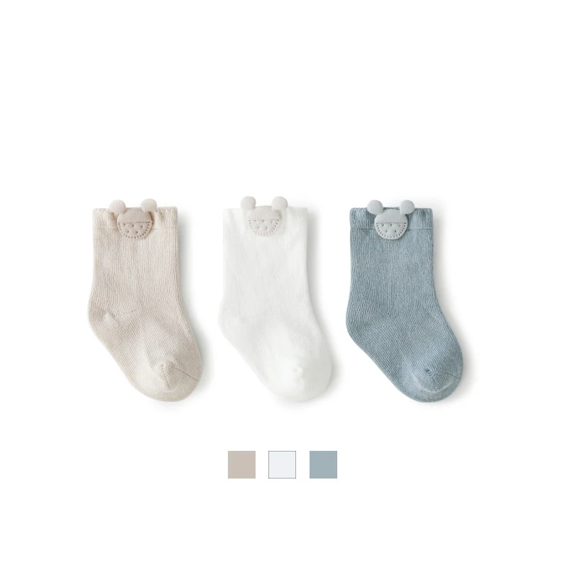 Chaussettes en coton doux pour tout-petits, chaussettes mi-mollet pour nouveau-né, chaussettes désossées pour fille et garçon, style coréen, mignon, nouveau, automne, ensemble de 3 paires - imagen 5