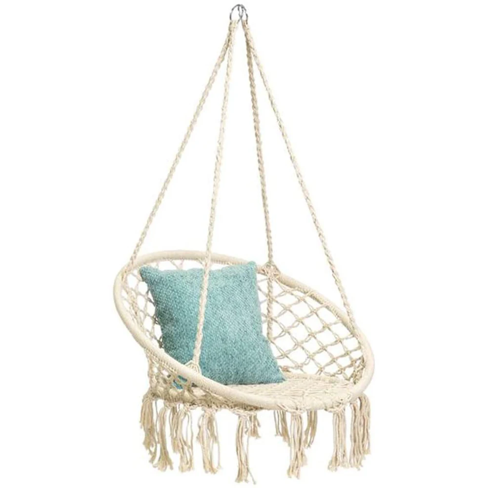 Columpio tipo hamaca, columpio colgante de macramé hecho a mano para interior, dormitorio, patio, jardín, capacidad de 230 libras