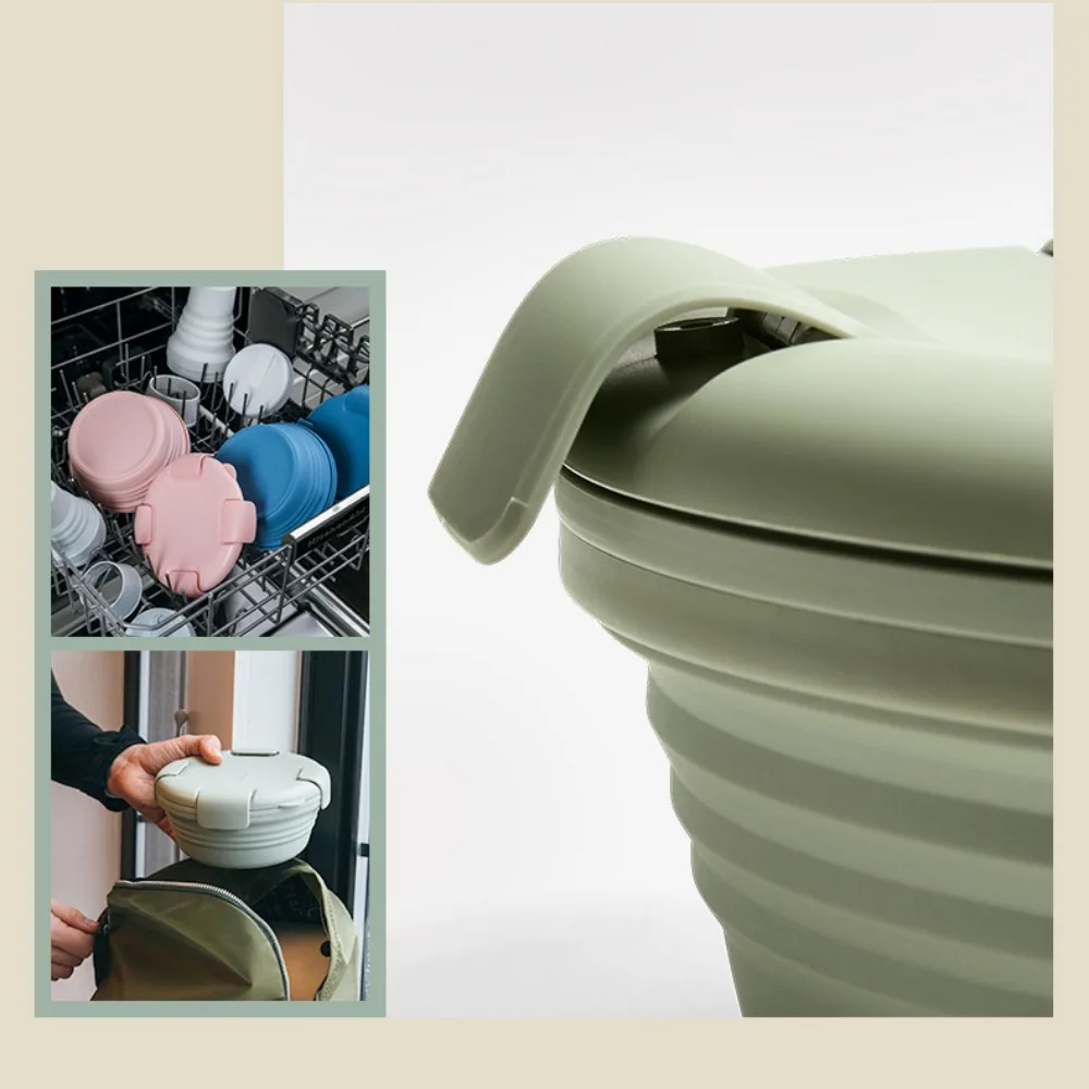 Cuenco de silicona para aperitivos y ensaladas, fiambrera plegable portátil multifunción para niños, oficina, viaje, esencial al aire libre, Picnic - imagen 2