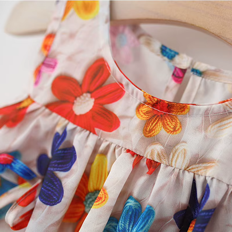 Vestido floral sin mangas para niña con sombrero veraniego - imagen 4