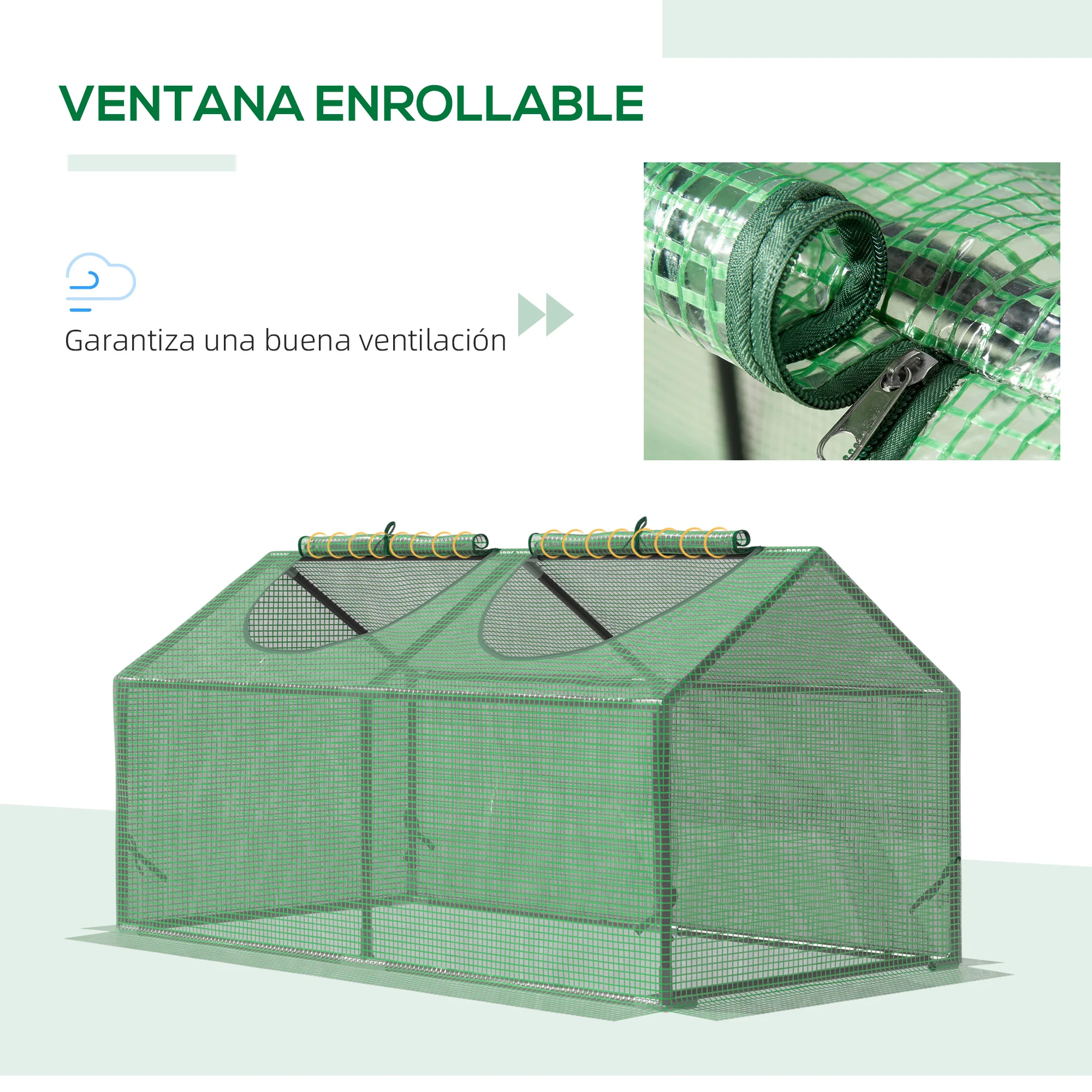 Outsunny Invernadero de Terraza 120x60x60 cm Caseta de Jardín Acero con 2 Ventanas Enrollables Casero para Cultivo de Verduras - imagen 5