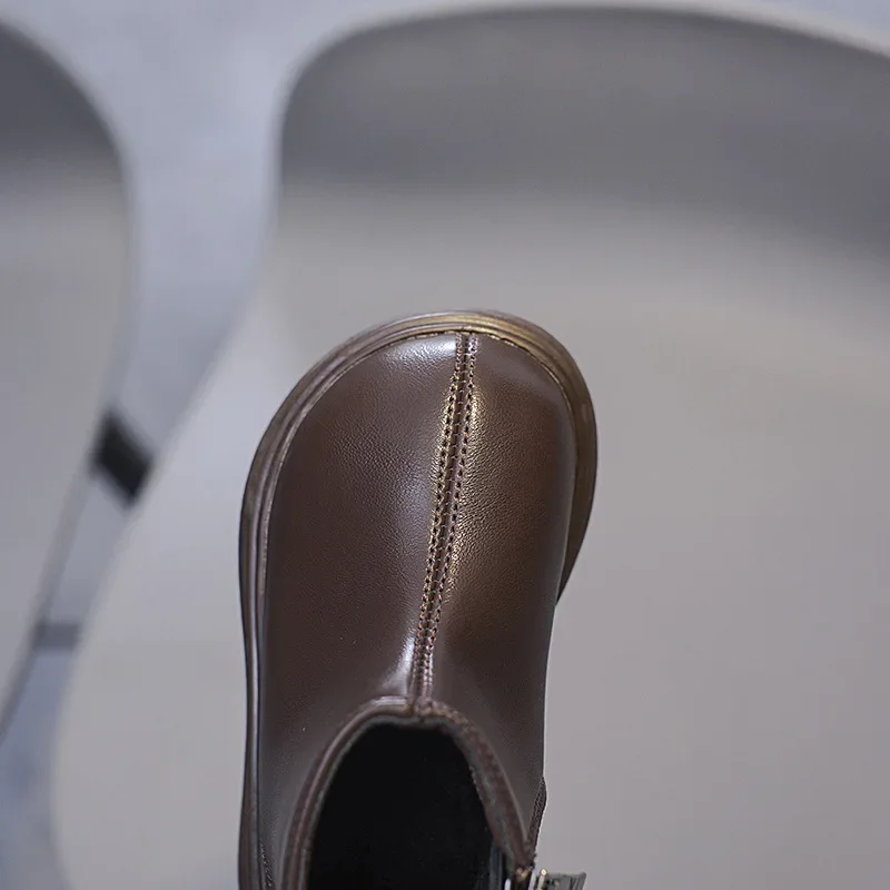 Botas de Otoño Invierno para niñas, zapatos de exterior para niños, impermeables, a prueba de viento, antideslizantes, suela blanda, botines antideslizantes para niños pequeños - imagen 4