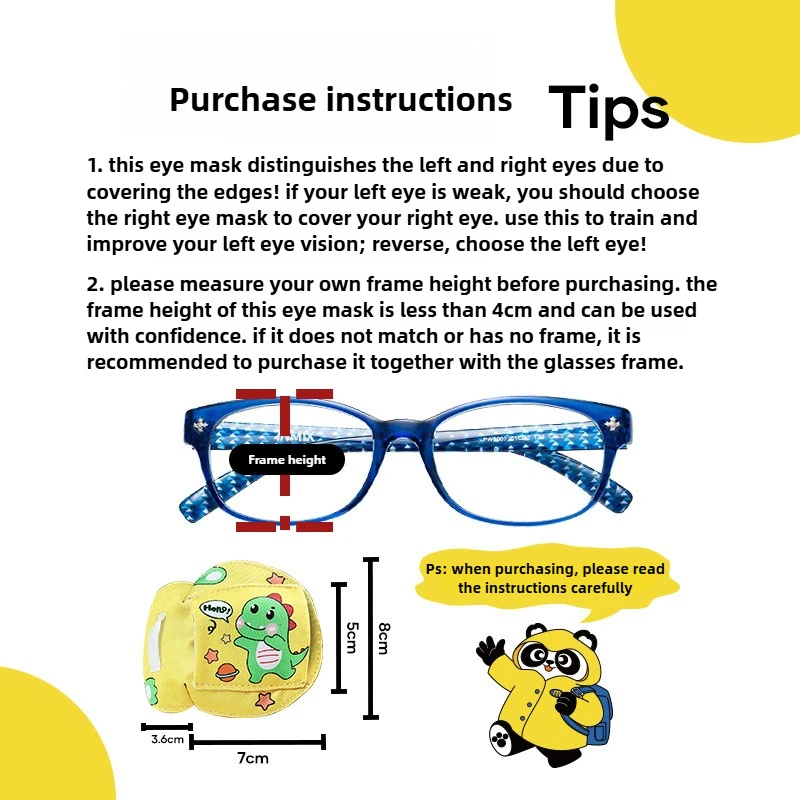 Cubierta de ambliopía, máscara de un solo ojo, estrabismo, cubierta de entrenamiento de ambliopía, parche en el ojo, corrección de la visión infantil, tela opaca - imagen 4