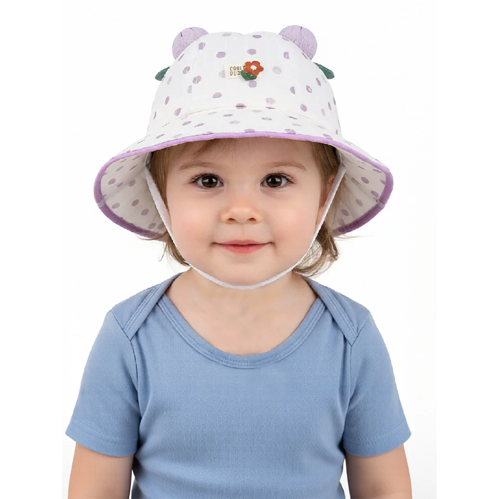 Sombrero Panamá de ala ancha con bolitas para bebé niña - imagen 4