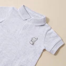 Mono de algodón suave con cuello polo para bebé, manga corta