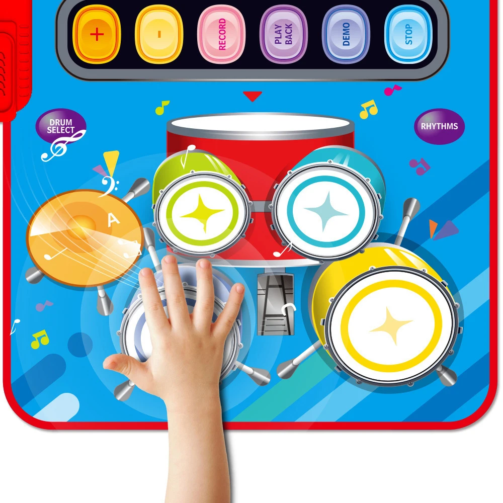 Estera de Piano Musical para niños pequeños, 80x50cm, juguetes educativos para niños, teclado de suelo, tambor, juguetes, estera de baile con instrumentos, juguete de sonidos - imagen 3