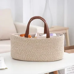 Cesta almacenamiento pañales bebé de cuerda algodón para viaje