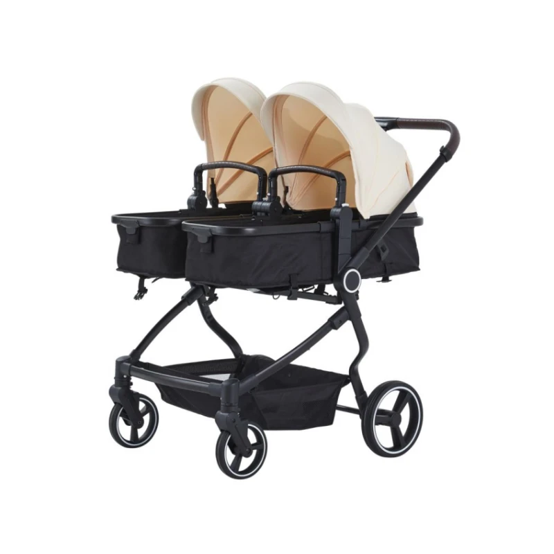 Cochecito gemelar plegable – Asientos elevados para bebés - imagen 5